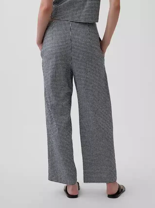Pantalones rectos holgados hasta el tobillo de mezcla de lino