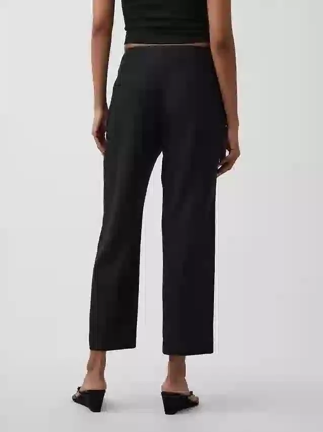 Pantalones rectos holgados hasta el tobillo de mezcla de lino