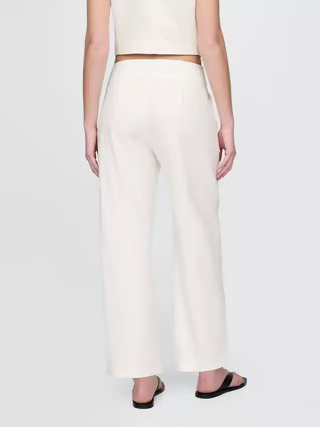 Pantalones rectos holgados hasta el tobillo de mezcla de lino