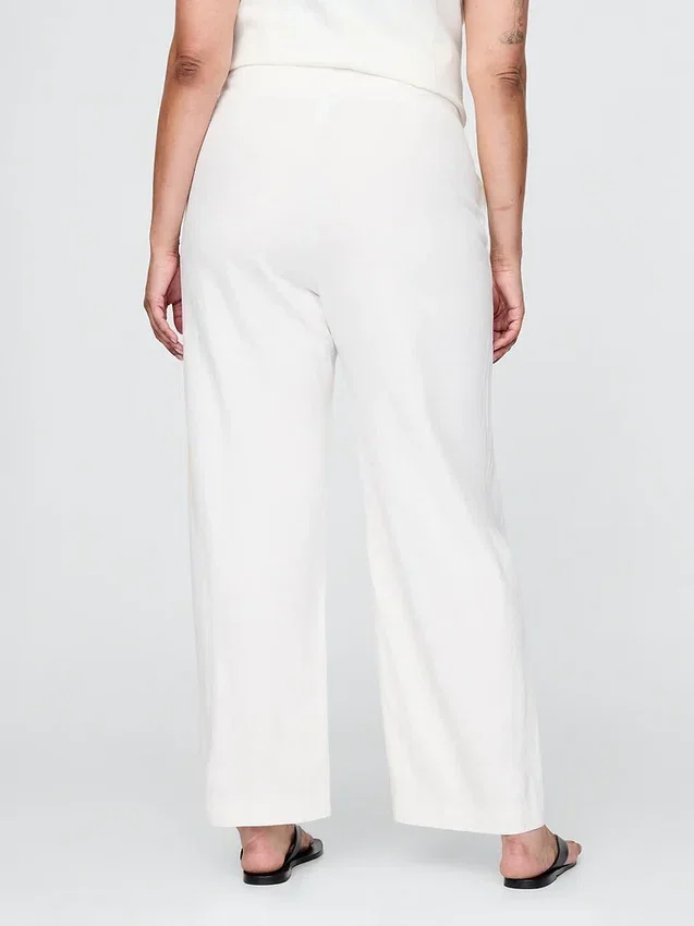 Pantalones rectos holgados hasta el tobillo de mezcla de lino