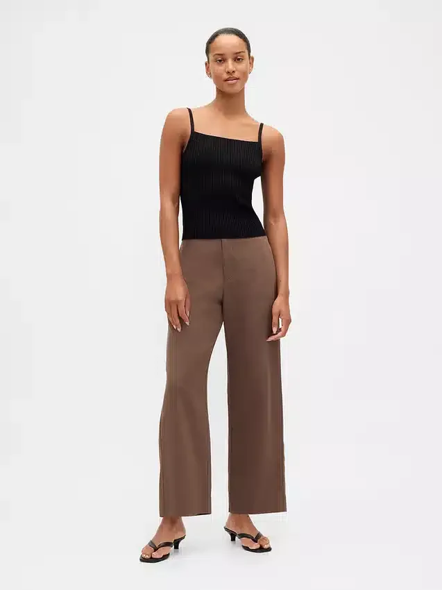 Pantalones rectos holgados hasta el tobillo de mezcla de lino