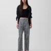Pantalones rectos holgados hasta el tobillo de mezcla de lino