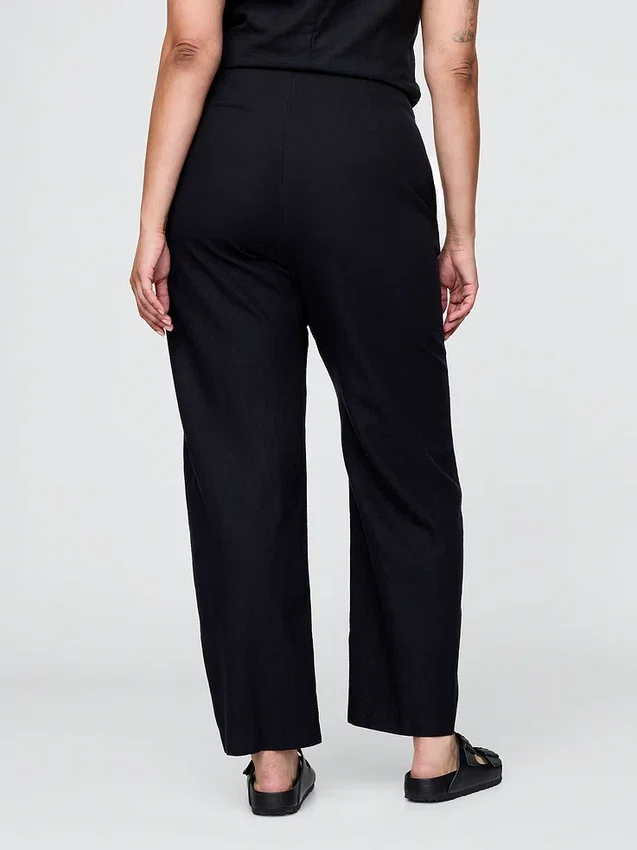 Pantalones rectos holgados hasta el tobillo de mezcla de lino