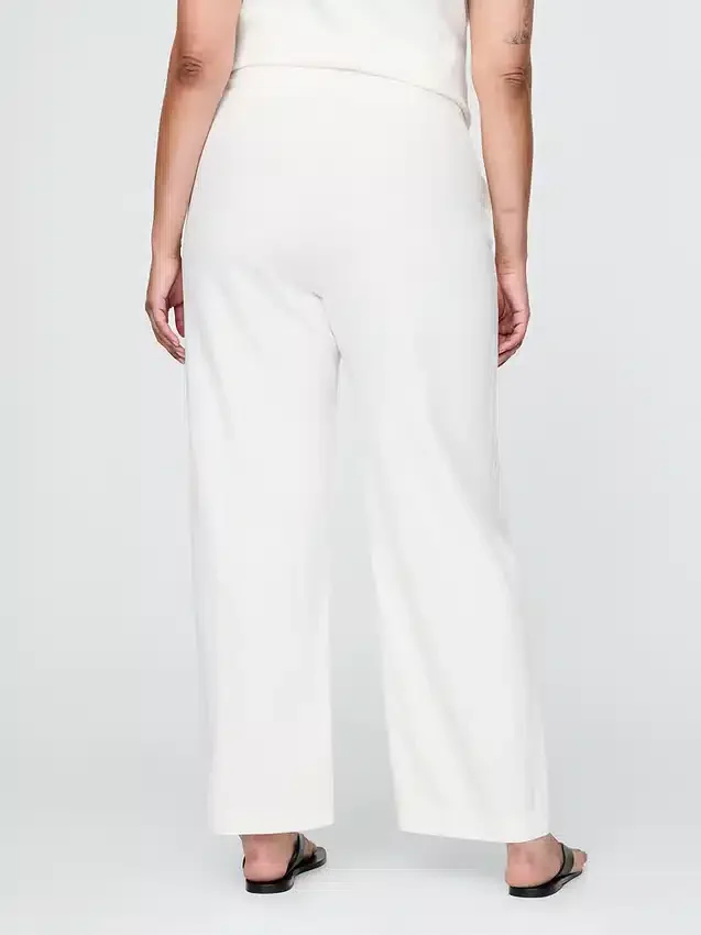 Pantalones rectos holgados hasta el tobillo de mezcla de lino