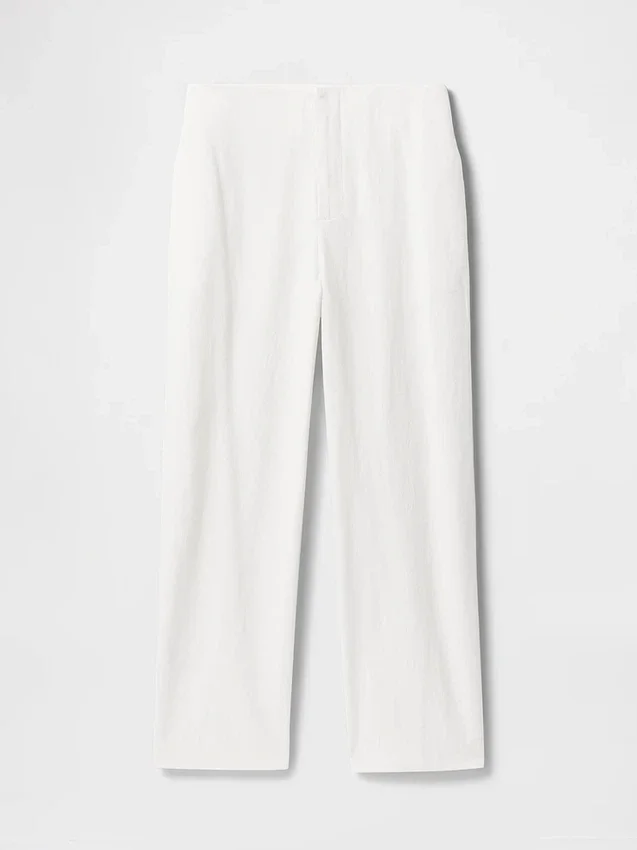 Pantalones rectos holgados hasta el tobillo de mezcla de lino