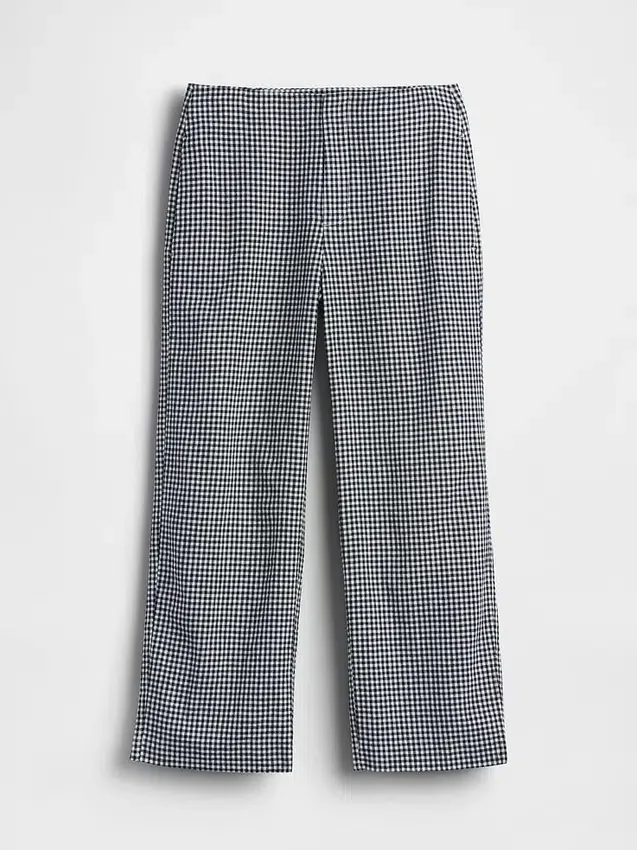 Pantalones rectos holgados hasta el tobillo de mezcla de lino