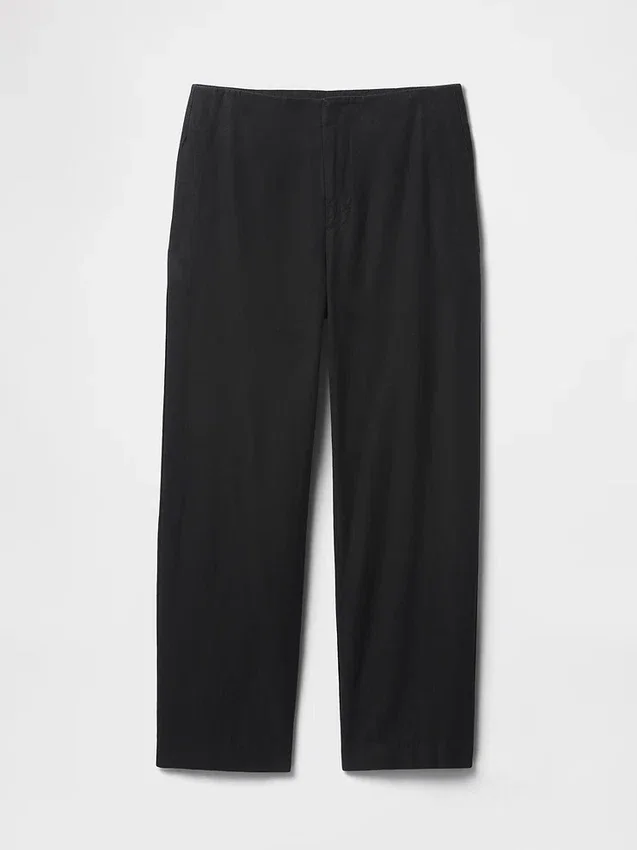 Pantalones rectos holgados hasta el tobillo de mezcla de lino