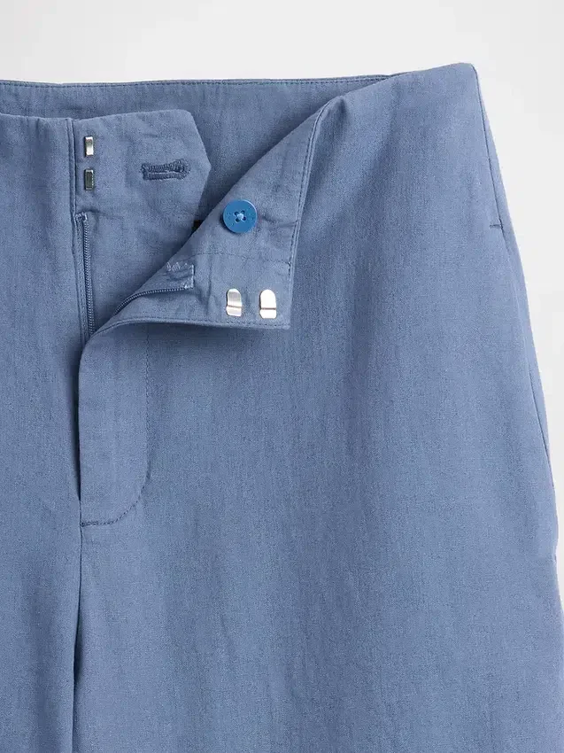 Pantalones rectos holgados hasta el tobillo de mezcla de lino