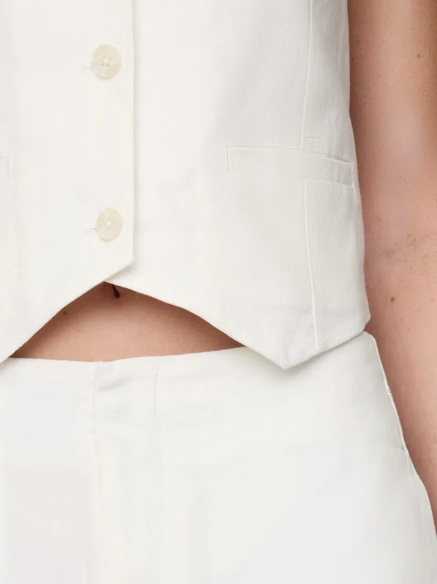 Pantalones rectos holgados hasta el tobillo de mezcla de lino