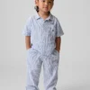 Pantalones sin tirantes de lino y algodón para bebés y niños pequeños