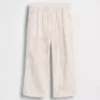 Pantalones sin tirantes de lino y algodón para bebés y niños pequeños