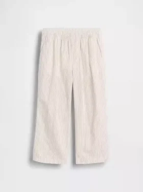 Pantalones sin tirantes de lino y algodón para bebés y niños pequeños