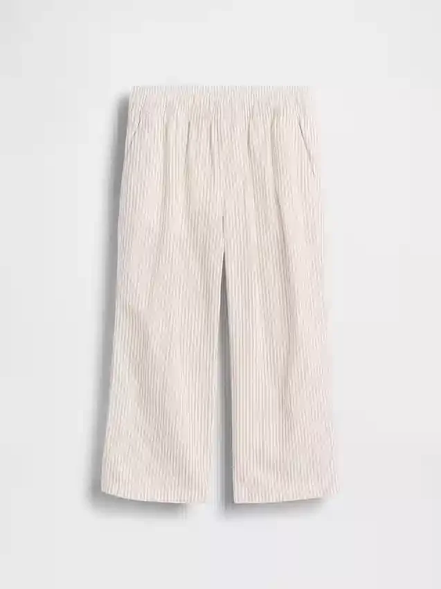 Pantalones sin tirantes de lino y algodón para bebés y niños pequeños