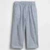 Pantalones sin tirantes de lino y algodón para bebés y niños pequeños