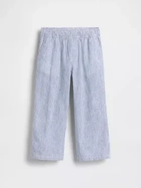 Pantalones sin tirantes de lino y algodón para bebés y niños pequeños
