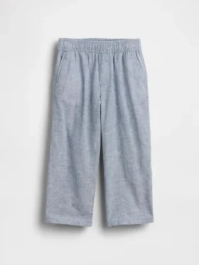 Pantalones sin tirantes de lino y algodón para bebés y niños pequeños