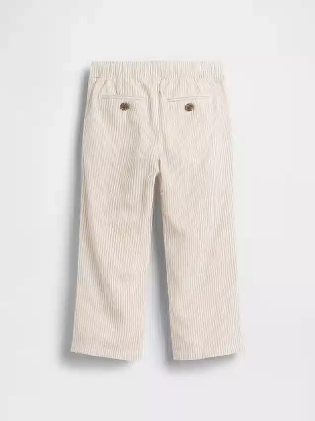 Pantalones sin tirantes de lino y algodón para bebés y niños pequeños
