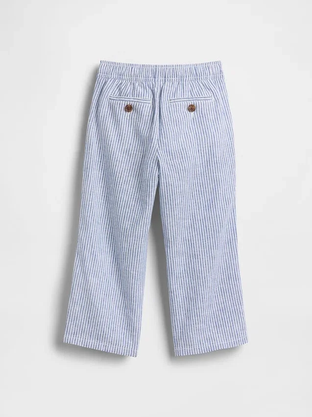 Pantalones sin tirantes de lino y algodón para bebés y niños pequeños