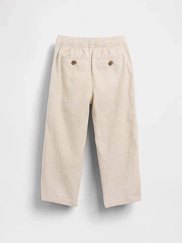 Pantalones sin tirantes de lino y algodón para bebés y niños pequeños