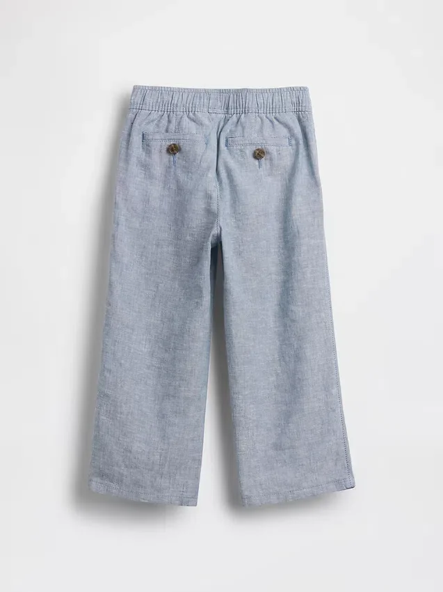 Pantalones sin tirantes de lino y algodón para bebés y niños pequeños