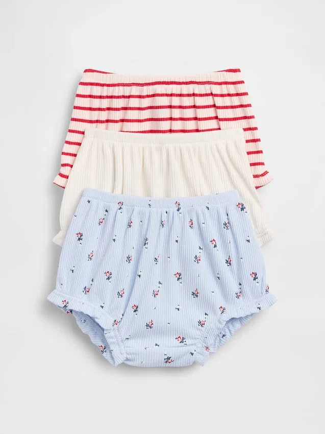 Pantalones tipo bloomer con volantes Tinyrib de Baby First Favorites (paquete de 3)