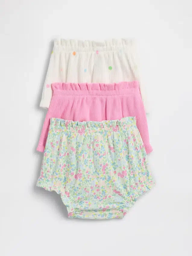Pantalones tipo bloomer con volantes Tinyrib de Baby First Favorites (paquete de 3)
