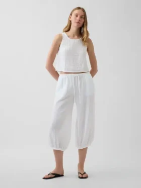 Pantalones tipo culotte de gasa de algodón
