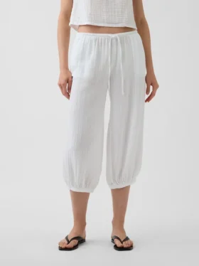 Pantalones tipo culotte de gasa de algodón