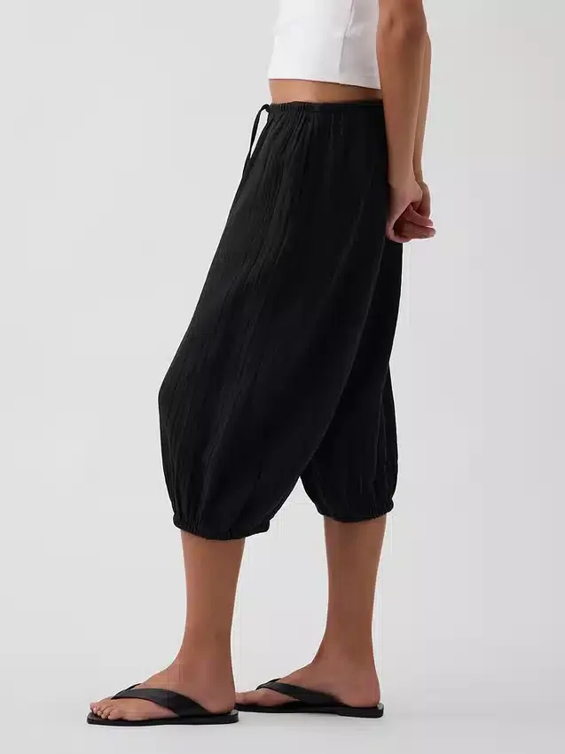 Pantalones tipo culotte de gasa de algodón