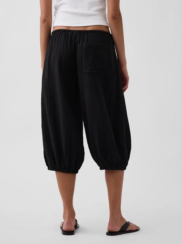 Pantalones tipo culotte de gasa de algodón