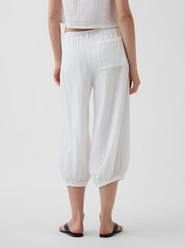 Pantalones tipo culotte de gasa de algodón