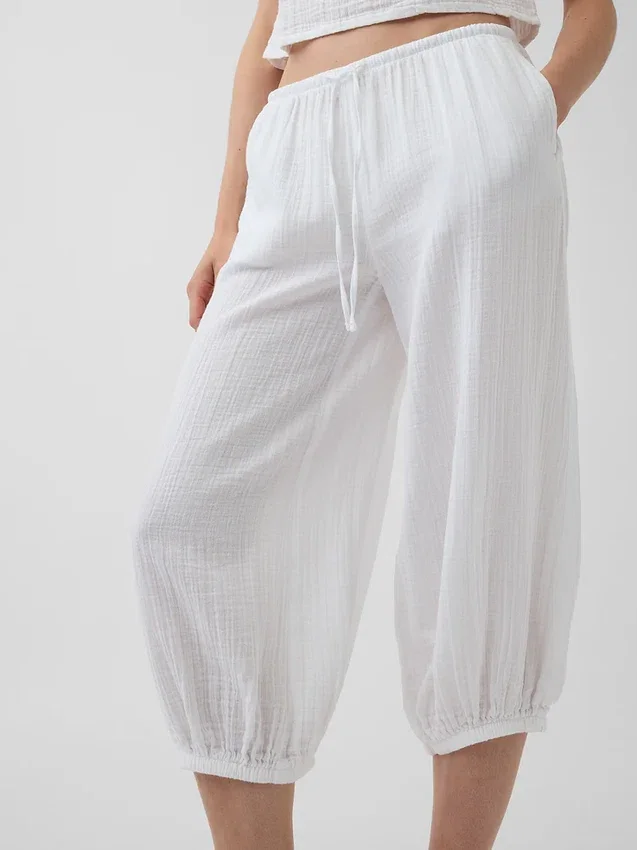 Pantalones tipo culotte de gasa de algodón