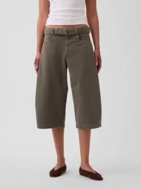 Pantalones tipo culotte de talle medio con cinturón