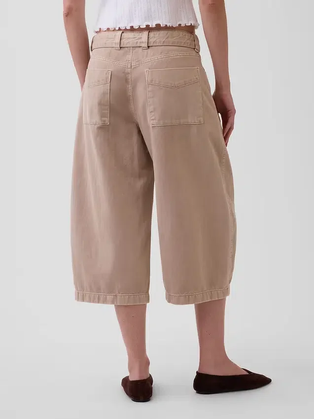 Pantalones tipo culotte de talle medio con cinturón