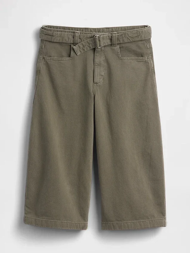 Pantalones tipo culotte de talle medio con cinturón