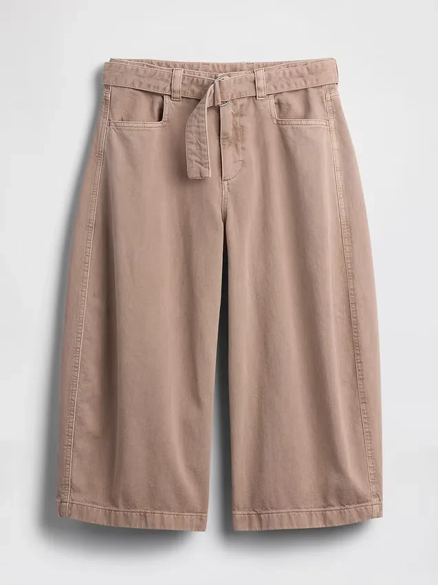 Pantalones tipo culotte de talle medio con cinturón