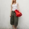Pantalones tipo culotte de talle medio con cinturón