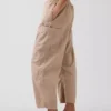 Pantalones utilitarios de sarga de talle medio con corte de barril