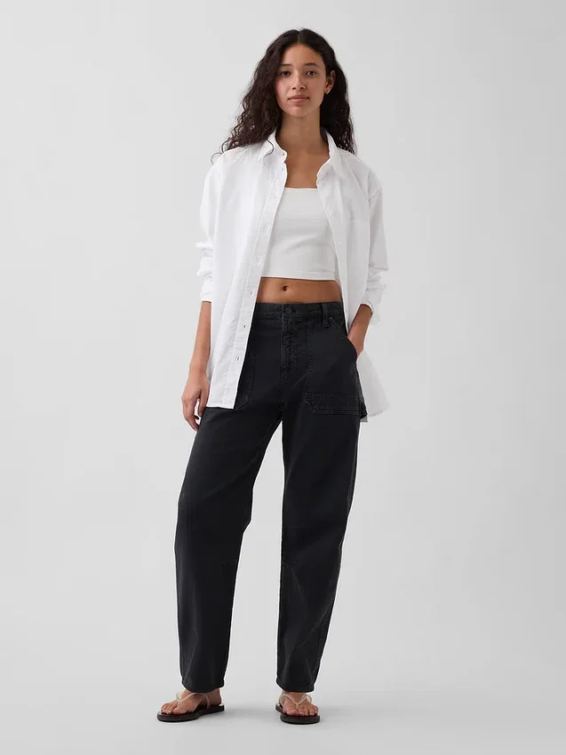 Pantalones utilitarios de talle medio hasta el tobillo