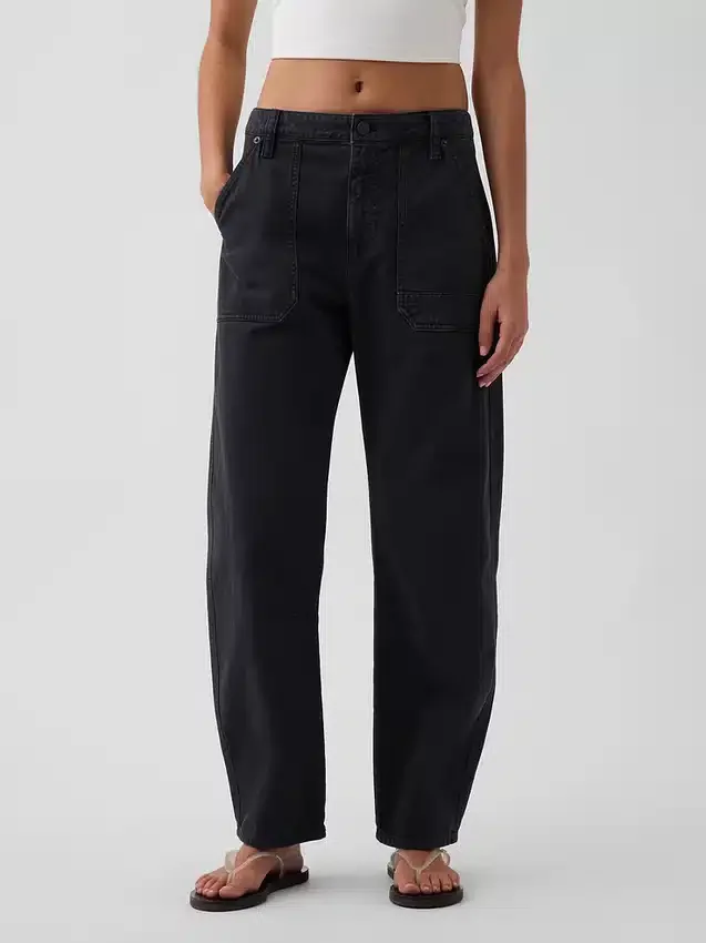 Pantalones utilitarios de talle medio hasta el tobillo