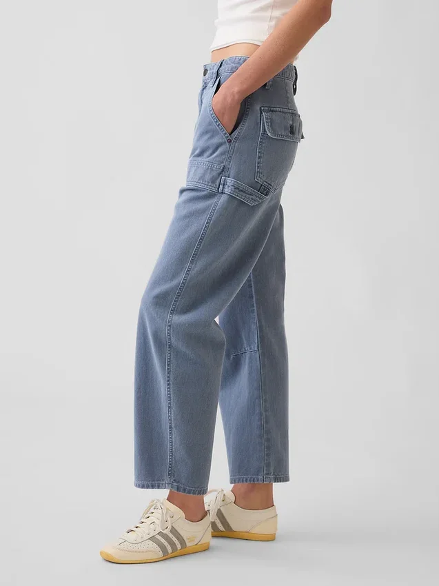 Pantalones utilitarios de talle medio hasta el tobillo