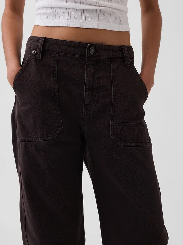 Pantalones utilitarios de talle medio hasta el tobillo