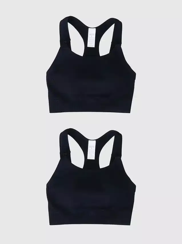 Paquete de 2 sujetadores deportivos de lactancia sin costuras premamá de Ingrid and Isabel Basics