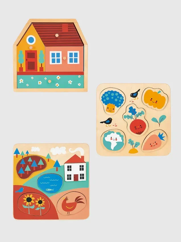 Paquete de juguetes de reconocimiento de formas con rompecabezas para niños pequeños