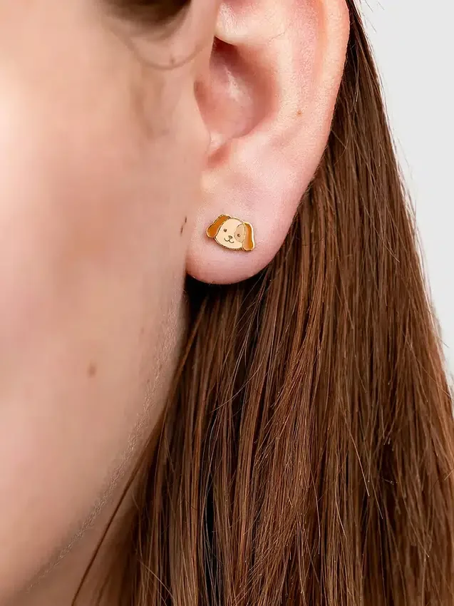 Pendientes de perno con diseño de perro