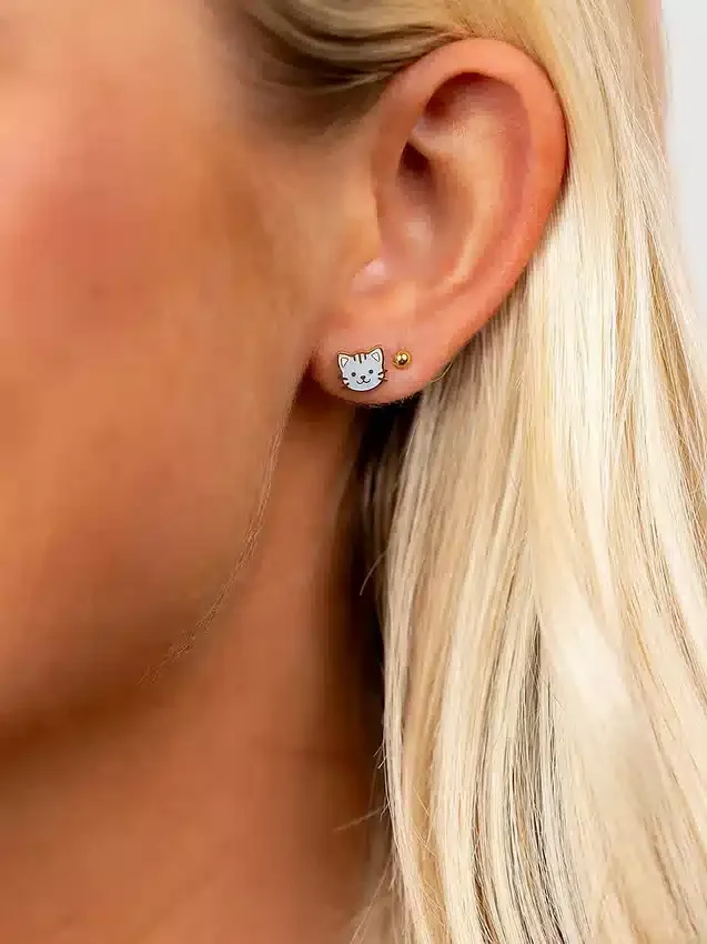 Pendientes de rosca con diseño de gato