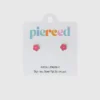 Pendientes de rosca con flor rosa intenso de Pierced Co