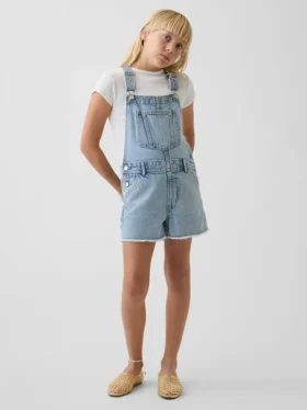 Peto corto holgado de mezclilla para niños