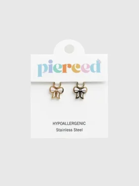 Pierced Co: Colgante de lazo rosa para aretes tipo huggie
