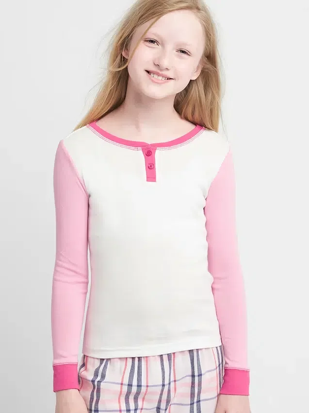 Pijama Henley con bloques de color